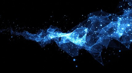 Poster - Abstract Blue Polygonal Data Stream in Space with High Detail Design