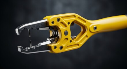 Poster - precision industrial gripper tool - a high-quality showcasing a robust, yellow industrial gripper to