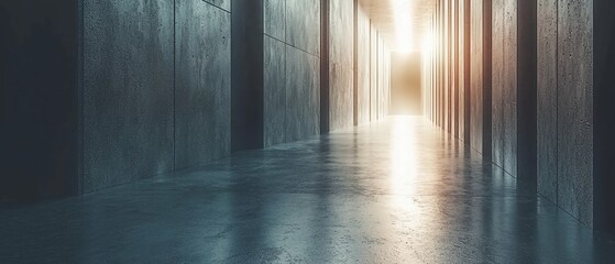 Poster - Architectural design showcases an illuminated path with concrete structures