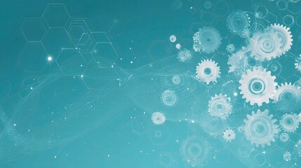Poster - Futuristic Vector Composition of Interlocking Gears on Abstract Background