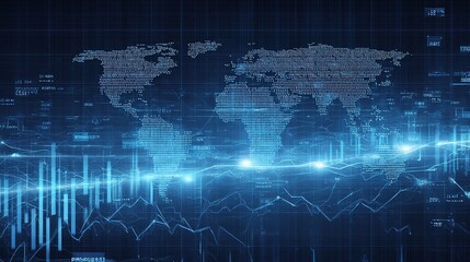 Poster - High-Tech Digital World Map in Holographic Style for Innovation