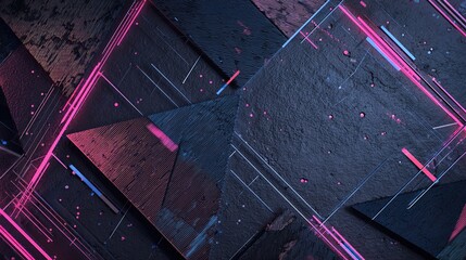 Poster - Abstract Neon Lines Over Creative Background with Dark Texture