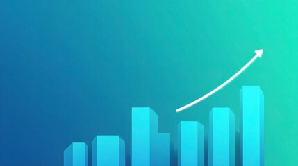 Poster - Rising Bar Chart with Glossy Turquoise and White Elements