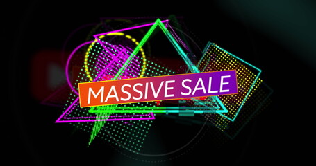 Poster - Displaying gradient banner highlighting MASSIVE SALE text in abstract design, with neon shapes
