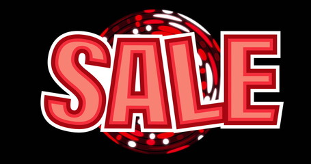 Poster - Displaying SALE text glowing on digital marketing backdrop, with circular light marquee pattern