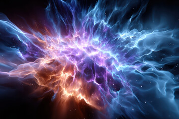 Poster - Bright swirling colors create cosmic explosion with vibrant shades of blue and orange