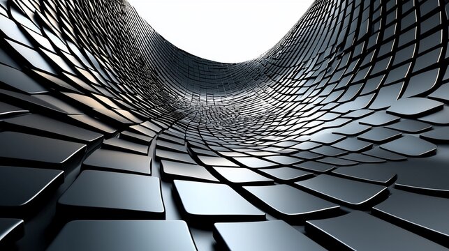 Captivating abstract metallic mosaic tunnel, a visual journey into reflective design