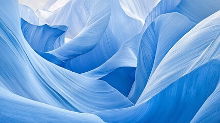 Fototapete - Gentle azure waves: Serene abstract forms in soothing shades of blue and white