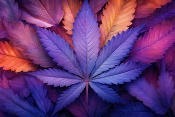 Poster - Intricate details of a leaf illuminated in vibrant colors against a dark background showcasing nature's beauty and complexity