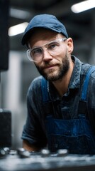 Poster - Skilled engineer operating a CNC in a metal workshop