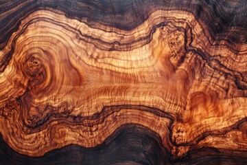 Poster - Unique wooden surface showcasing intricate patterns and textures from natural wood grain at a close-up view, highlighting the beauty of craftsmanship and nature