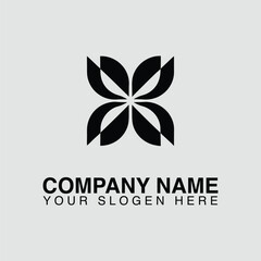 Poster - Abstract black floral emblem with company name and slogan isolated on white background