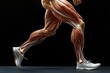 © SaroStock - Detailed view of muscular leg anatomy in action during a running motion showcasing muscle groups and structure in athletic footwear