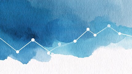 Poster - Subtle Blue Watercolor Wash with Zigzag Pattern and White Lines