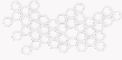 Poster -  cluster with soft shadows Blurred white honeycomb pattern with soft edges and subtle gray lines creating a geometric design.