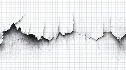 Poster - Realistic Torn Graph Paper Sheet with Jagged Edges and Light Texture