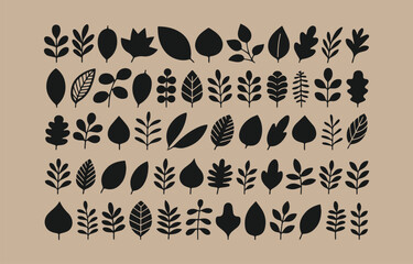 Poster - Collection of black silhouette leaves and branches
