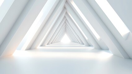 Leinwandbilder - Abstract Triangle Tunnel of Light Minimal Geometric White Design