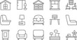 © Kumail - Collection of minimalistic line art icons depicting furniture and home interior elements neatly arranged