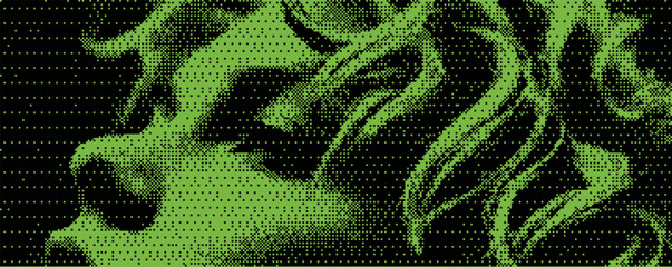 Poster - Abstract digital representation highlighting feminine beauty through pixel art in green tones