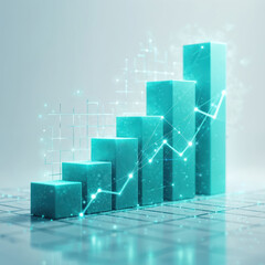 Aufkleber - Business graph representing growth success and profits. Rising bar chart visualizes financial data market trend, growth forecast. Modern technology concept for finance digital marketing presentation.