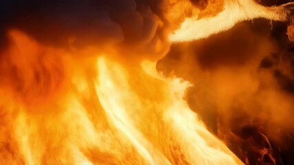 Poster - Abstract orange and blue smoke swirling in dark background with dynamic movement and contrasting colors