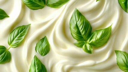 Poster - A close-up shot of some green leaves on a white cloth