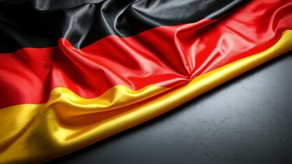 Poster - Waving fabric flag with black, red and yellow color pattern reflecting light on the surface, abstract patriotic background