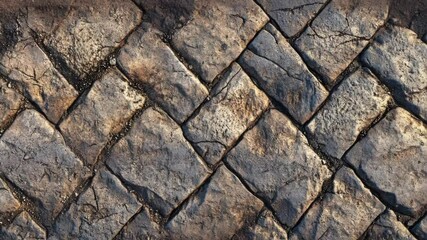 Poster - Close-up shot of a stone surface with visible cracks and fissures