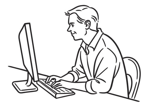 Simple Man with Computer Drawing