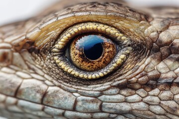 Poster - Intricate details of a lizard's eye showcasing remarkable skin texture in macro focus