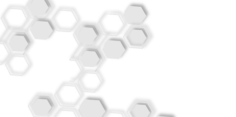 Poster - abstract white hexagons arranged diagonally white background creating modern and clean design featur