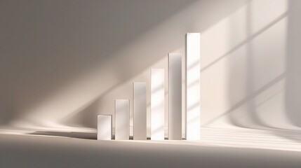 Poster - Elegant 3D Bar Graph in White Silhouette on Subdued Background