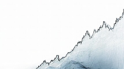 Poster - Subtle Outline of Growing Line Graph on Crisp White Background