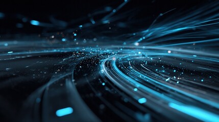 Poster - Futuristic 3D Render of Dynamic Technological Interface with Motion
