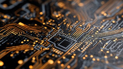Poster - Close-Up View of Printed Circuit Board with Intricate Patterns