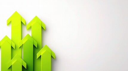 Poster - Bold Neon Green Arrows Scaling Upward on Pristine Background