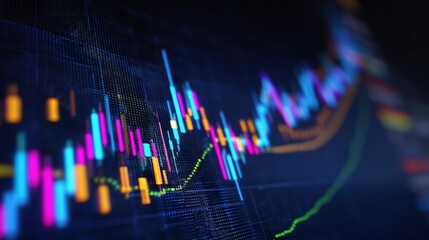 Poster - Digital Trading Interface with Colorful Graphs and Data Points