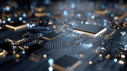 Poster - Sleek Electronic Circuit Illustration with Glowing Elements