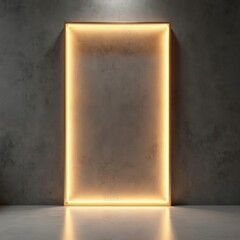 Poster - Minimalist design with bold rectangular frame, light flares. Sophisticated look. Clean space for art, photo, interior decor, exhibition, museum, gallery. Geometric structure, modern design, sharp,