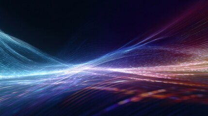 Poster - Futuristic Abstract Backdrop with Colorful Gradient Waveforms