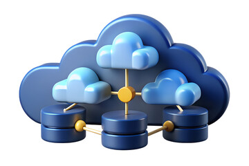 Fototapete - 3D Illustration of Cloud Computing Network with Data Servers and Cloud Icons