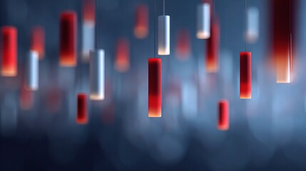 Poster - Abstract Blue Background with Red and White Light Cylinders
