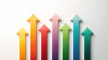 Poster - Colorful Gradient Arrows Pointing Upward on a Clean Background