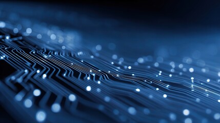 Poster - Abstract Digital Circuit Background with Blue Light Effect