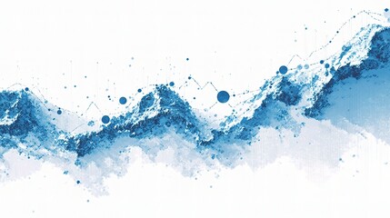 Poster - Abstract Blue Chart with Jagged Peaks on White Canvas Background
