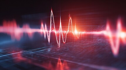 Poster - Abstract Digital Medical Background with Pulsing Graph and Scale