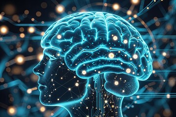 Poster - Smart Design of a Digital Brain Generating Blue Neural Waves and Illuminating Circles