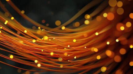Poster - Bright Orange Ergonomic Fiber Strands with Glowing Optical Effects