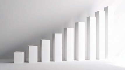 Poster - Abstract White 3D Render of Minimalist Bar Graph with Columns